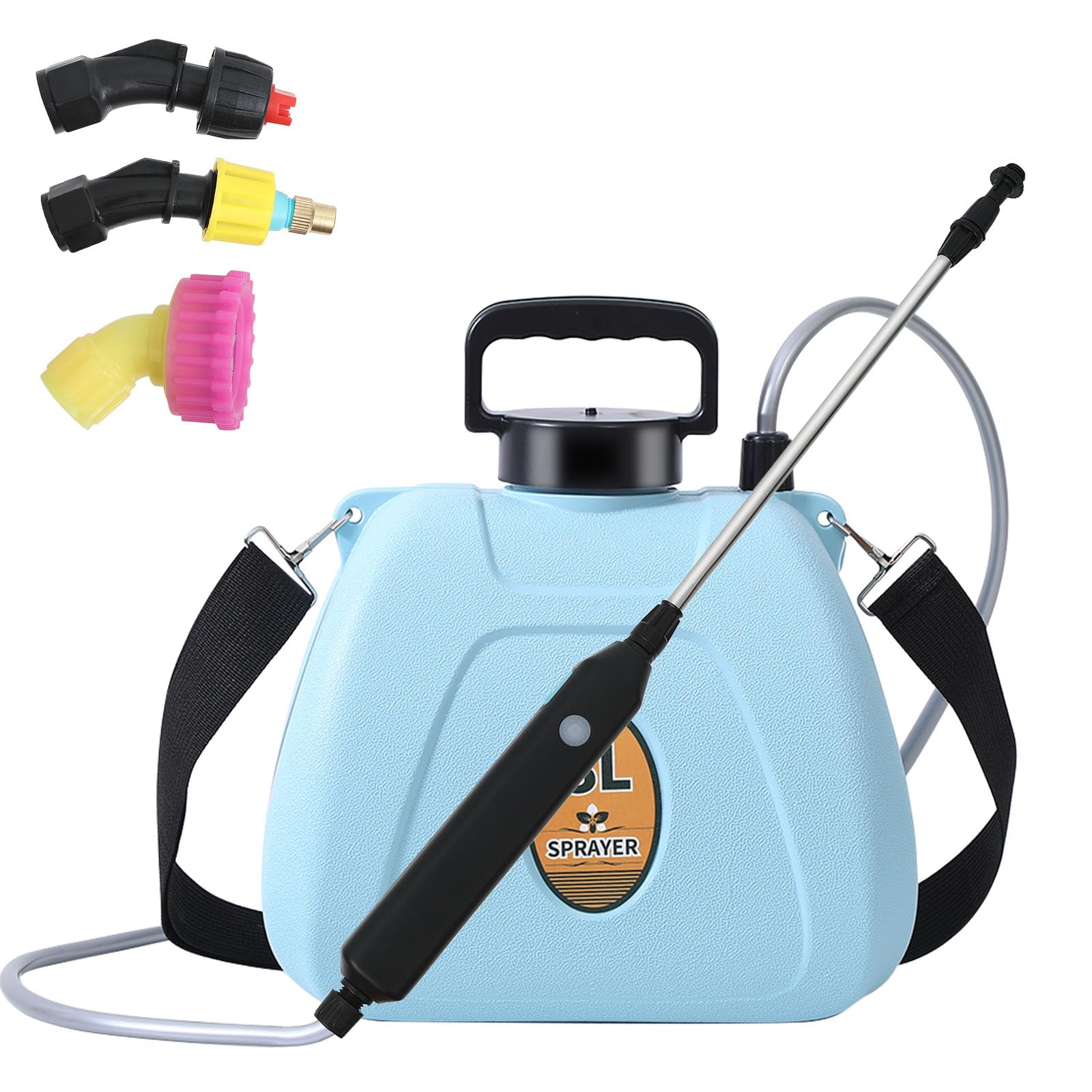JoyCub battery-powered sprayer with a 2-gallon tank for versatile lawn care.