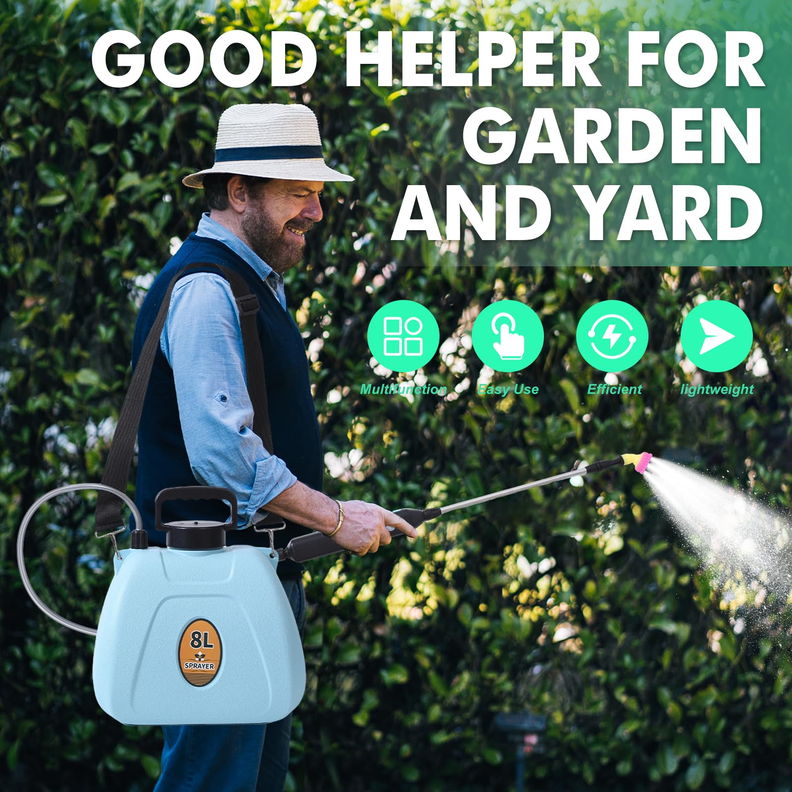 JoyCub copper-nozzle sprayer set delivers direct, mist, fan, and 5-hole spray options.