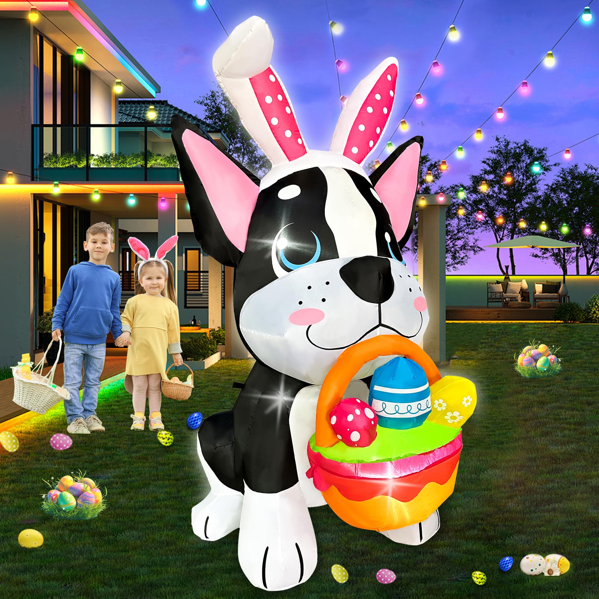 JOYEASE dog with Easter eggs glow from built-in LED for night visibility