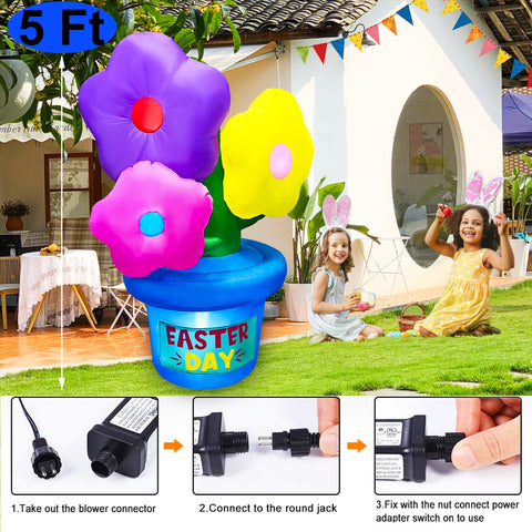 JOYEASE sturdy stakes keep the inflatables steady on lawn and patio.