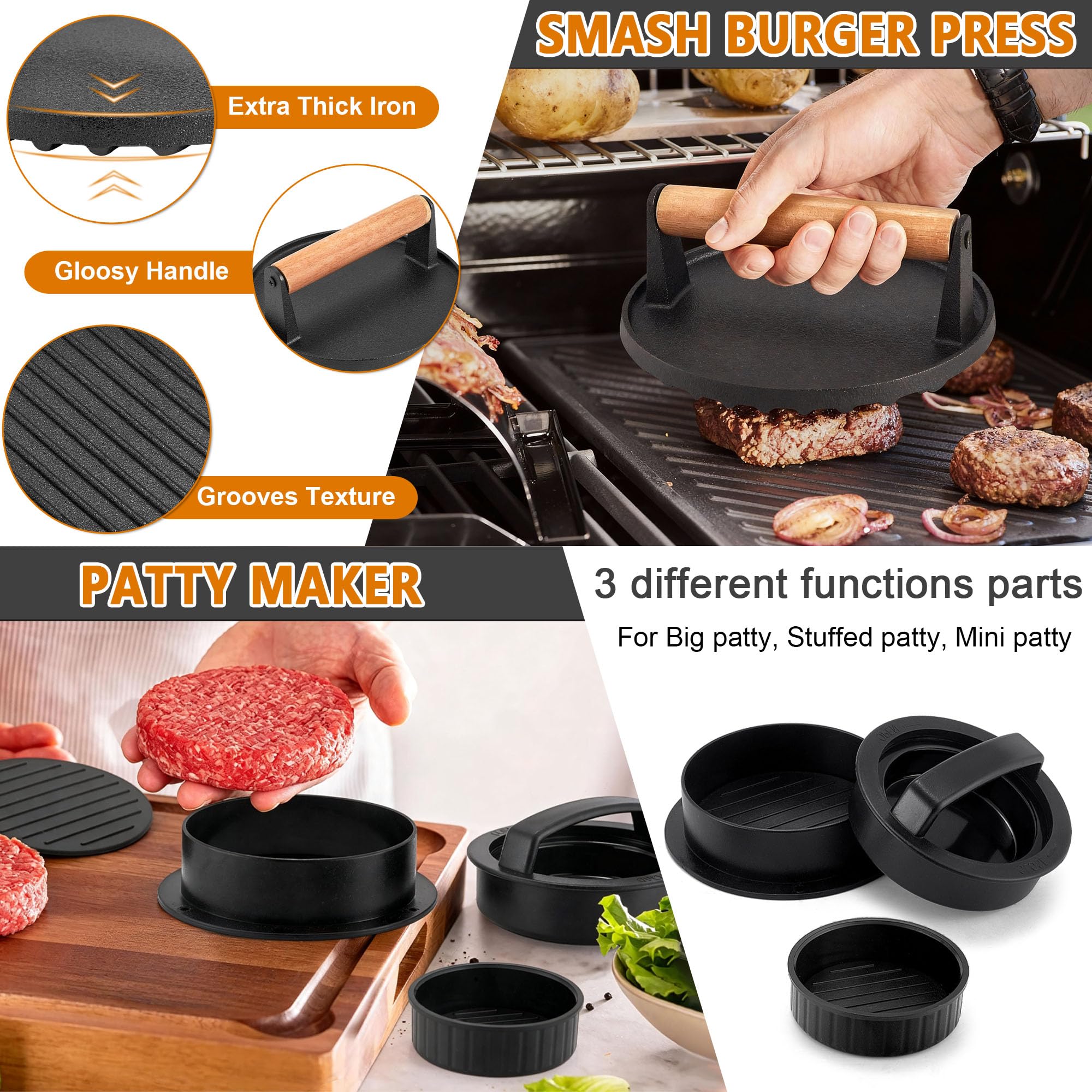 Joyfair burger turner glides under patties for precise flips