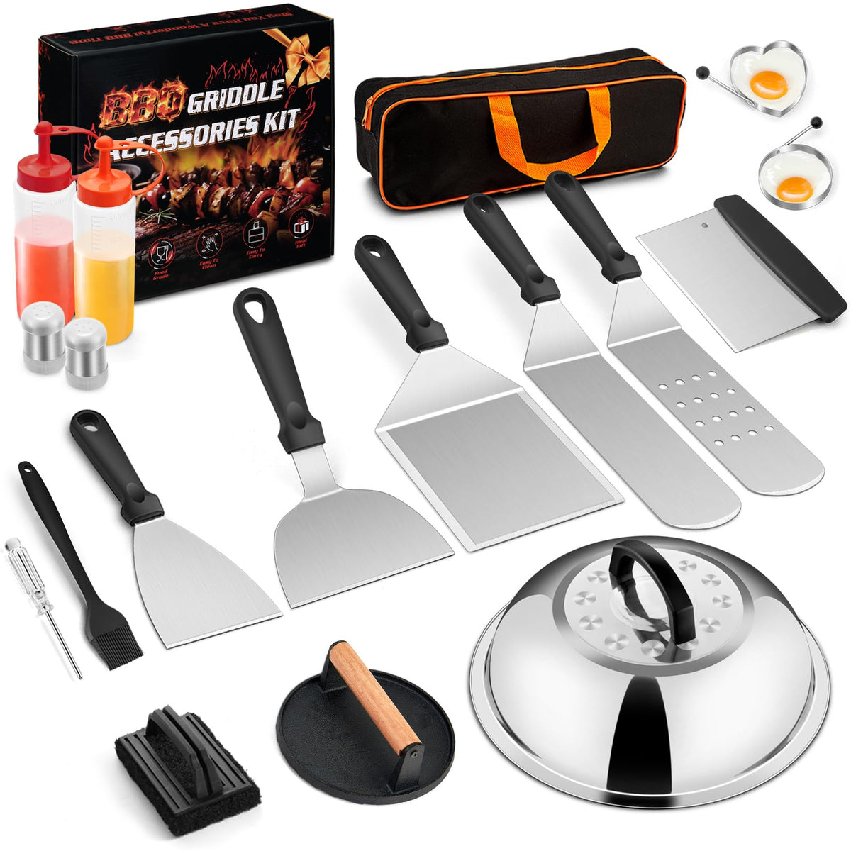 Joyfair griddle accessories kit carrying bag keeps tools organized for outdoor cooking.