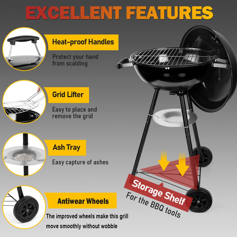 Joyfair kettle charcoal grill removable ash tray for easy cleanup