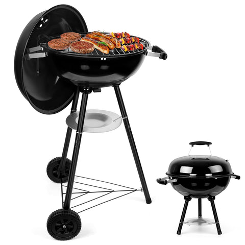 Joyfair kettle charcoal grill lid view showing enamel lid for heat retention