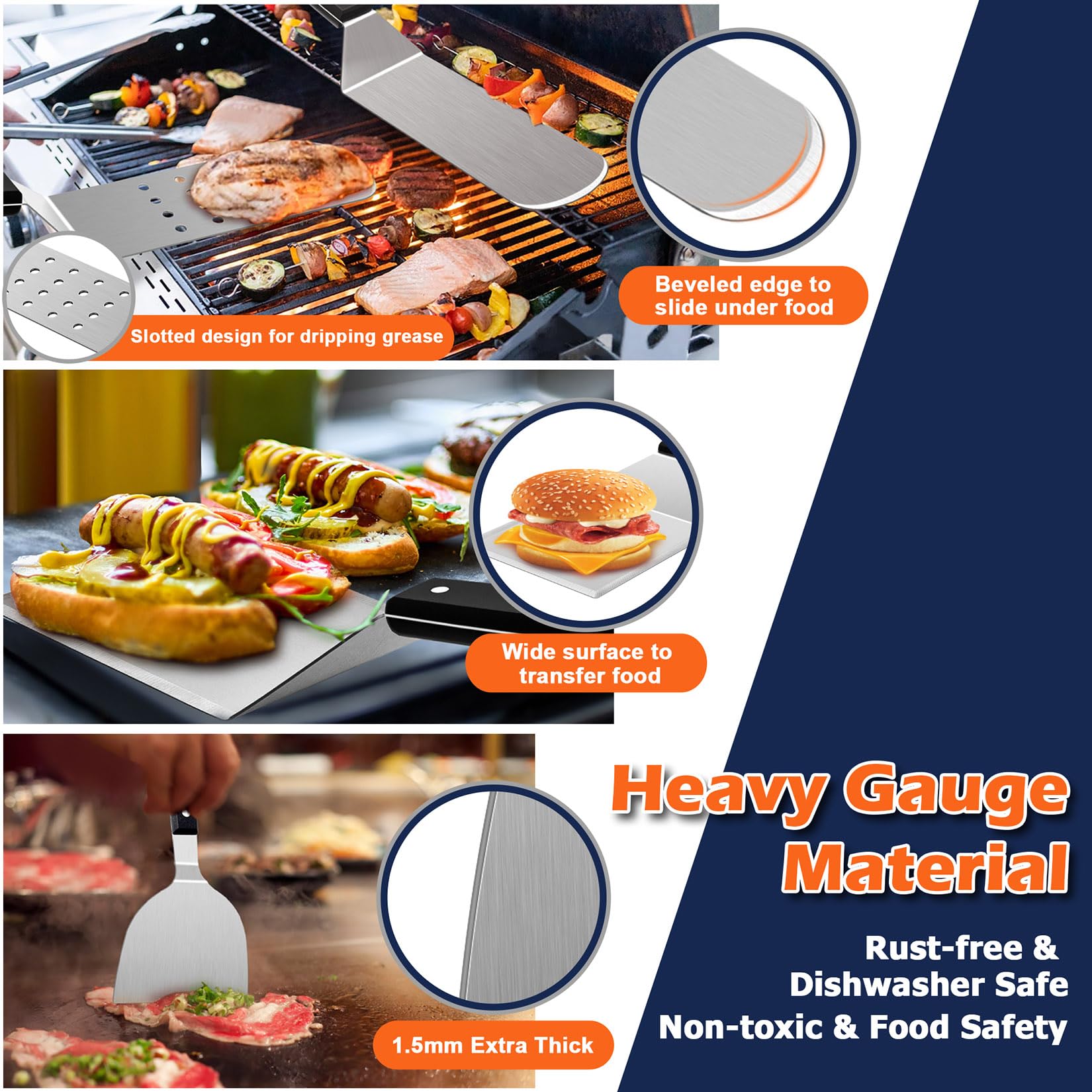 Joyfair long-griddle-spatula provides sturdy handling and safe lifting.