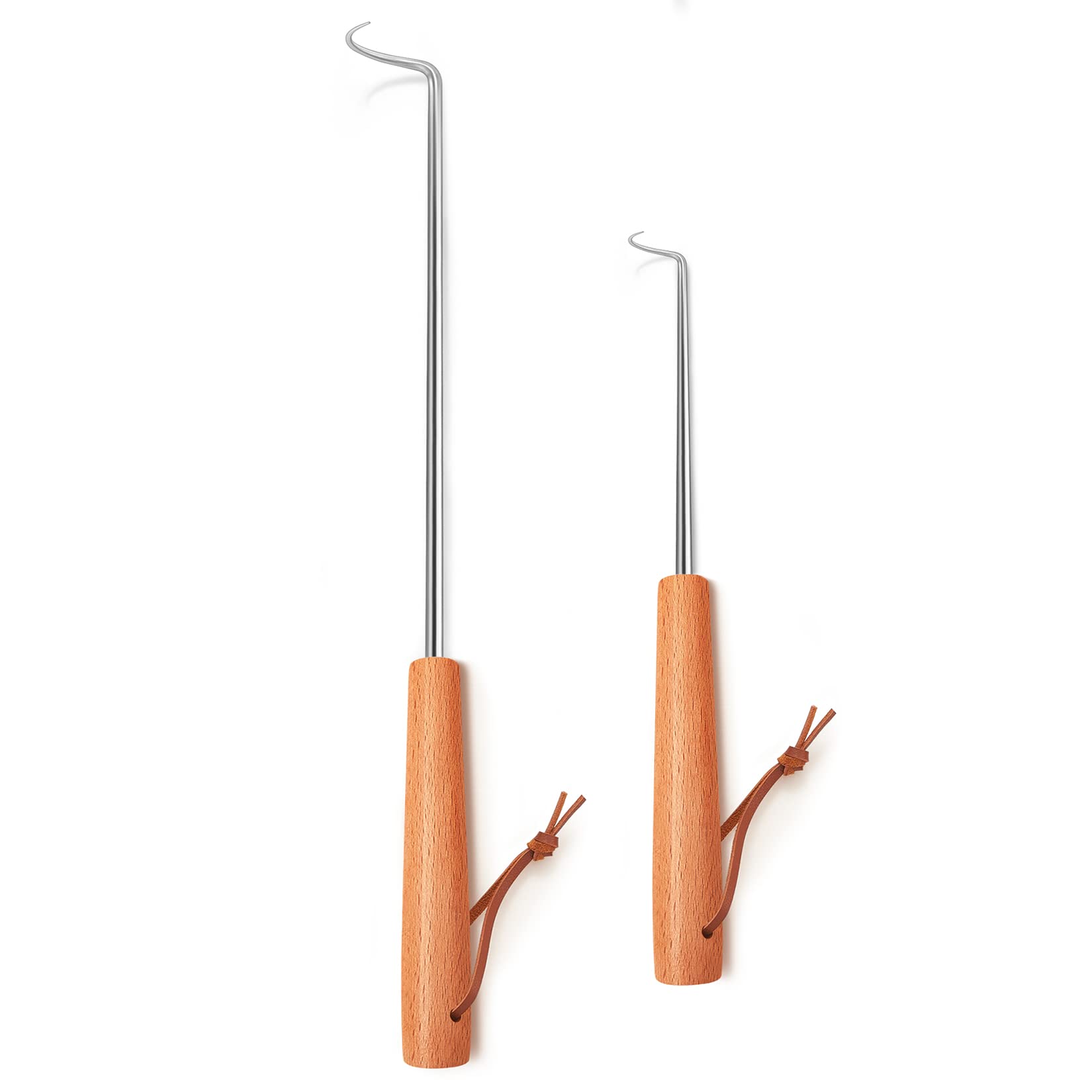 Joyfair pigtail 12-inch flipper with wooden handle for precise turning on grills.