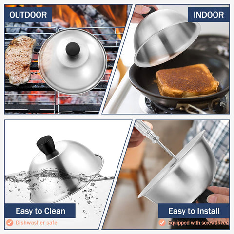 Joyfair small grill lid fits flat-top griddles and skillets during meals