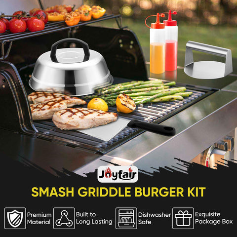 Joyfair Smash Burger Kit squeeze bottles provide precise sauce control.