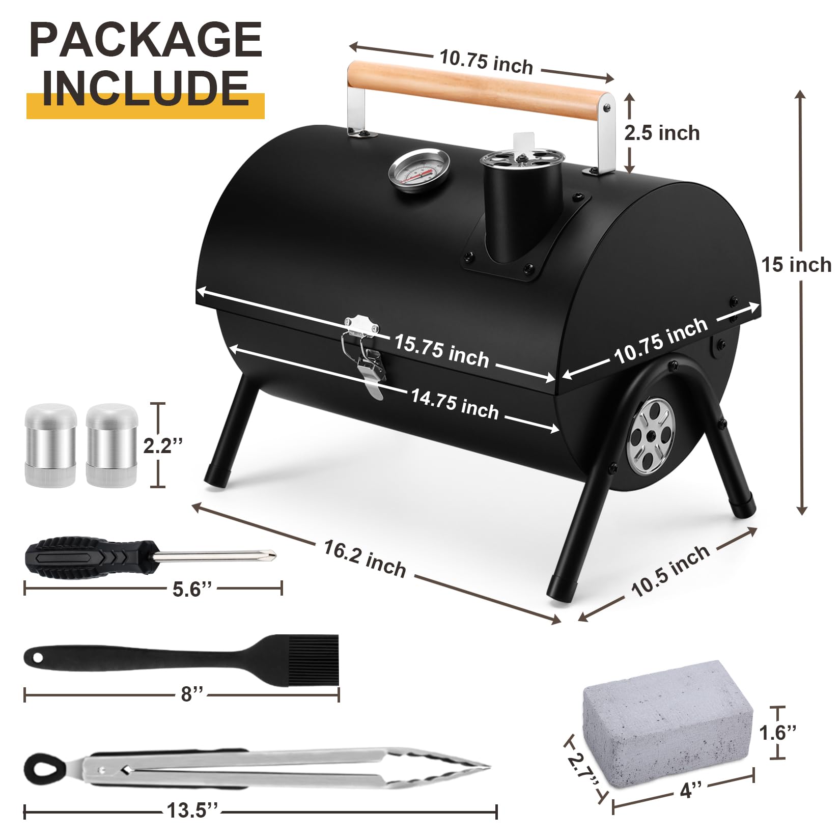 Joyfair tabletop grill with lid showing thermometer for easy monitoring