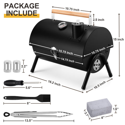 Joyfair tabletop grill with lid showing thermometer for easy monitoring