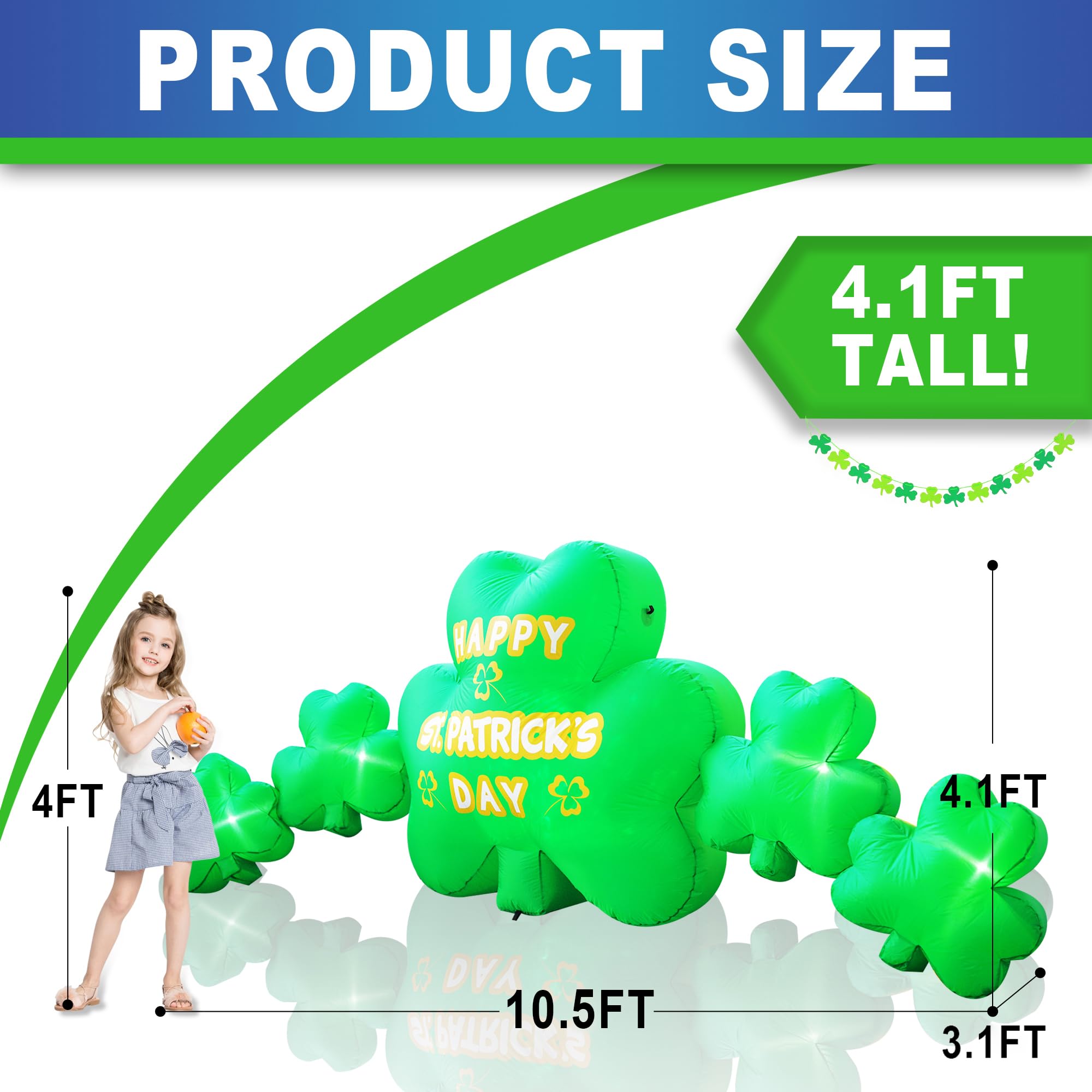 Joyfizzle inflatable shamrocks with built-in LEDs lighting up your yard