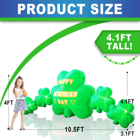 Joyfizzle inflatable shamrocks with built-in LEDs lighting up your yard