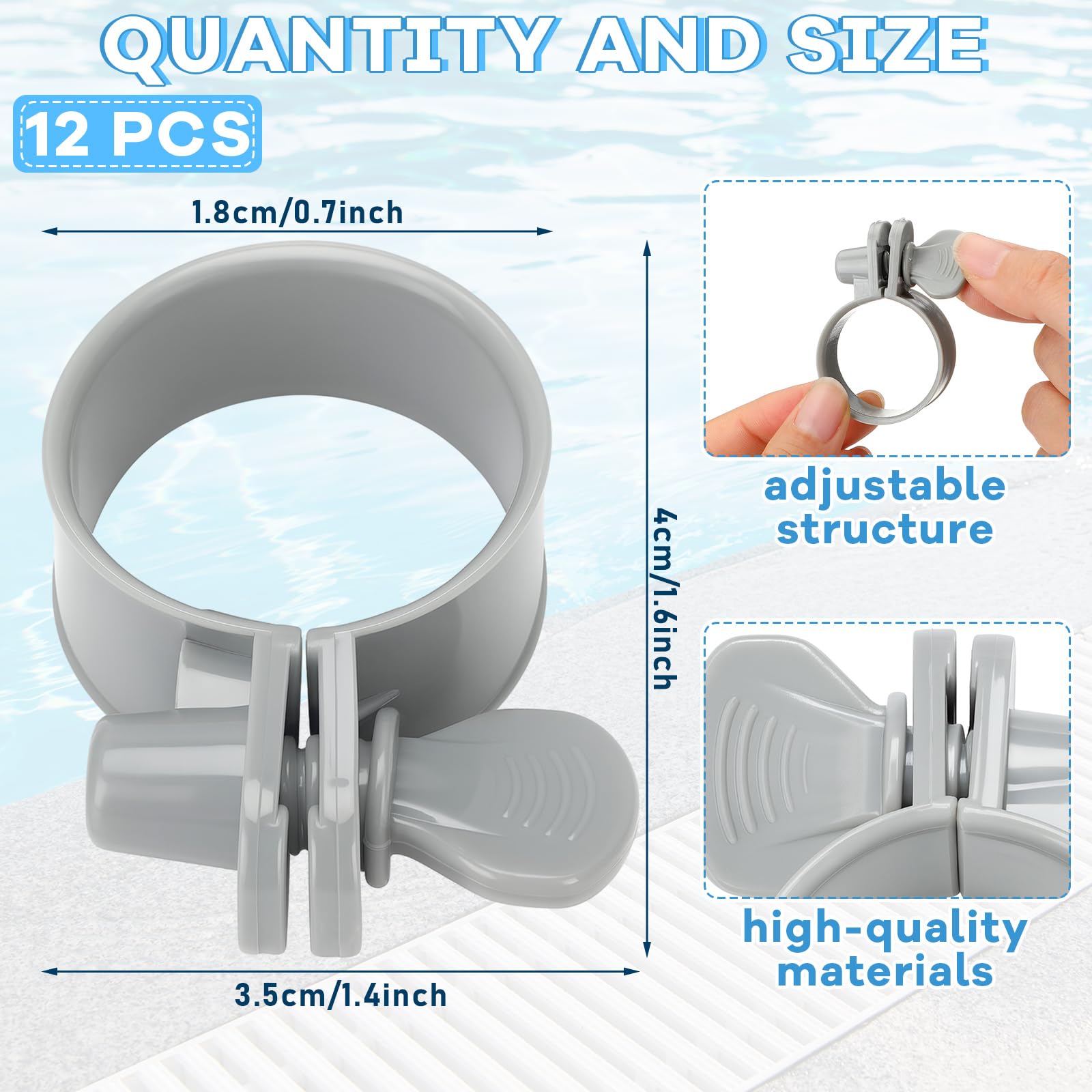 Joyfolk 12-pack hose clamps for 1.25-1.5 inch hoses.