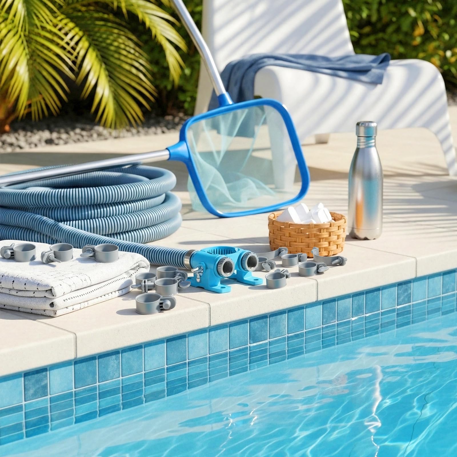 Joyfolk clamp installed on pool hose helps prevent leaks.