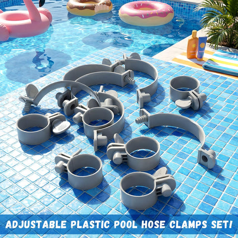 Joyfolk plastic hose clamp in gray for durable pool connections.