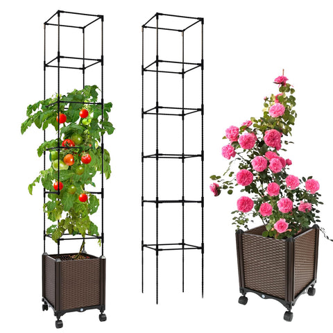 joyhalo 71 inch planter box with trellis for vertical vegetable growth