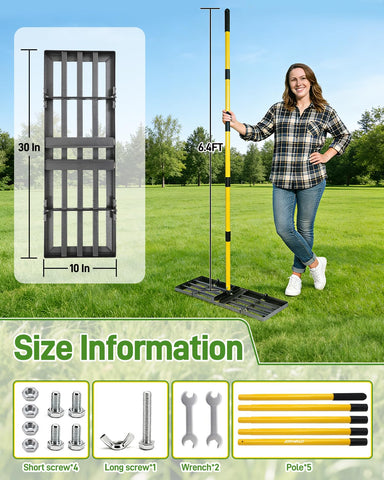 Joyhalo 78-inch adjustable steel handle offers ergonomic reach for tall users.