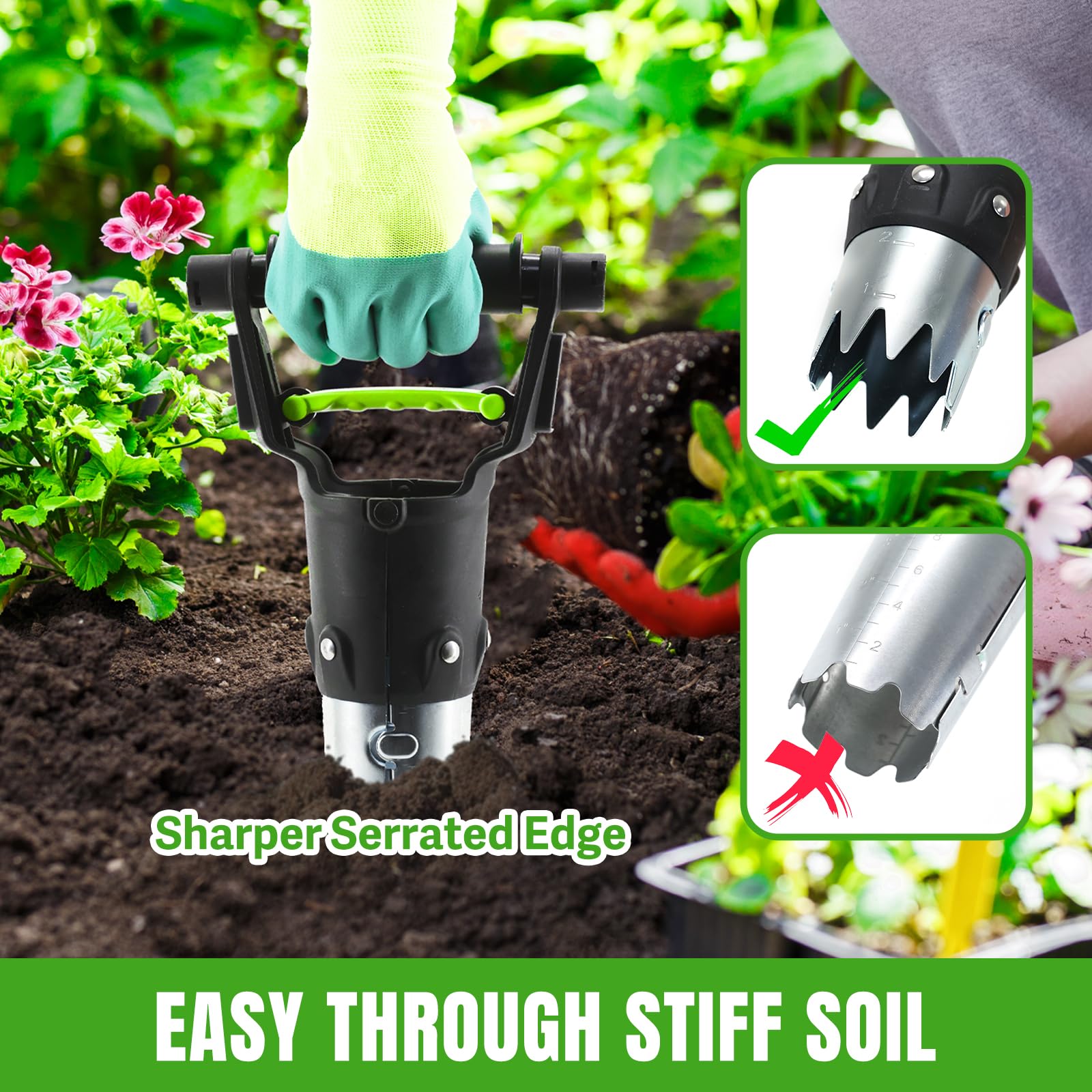 JoyHalo automatic soil release mechanism speeds up planting in busy garden days.