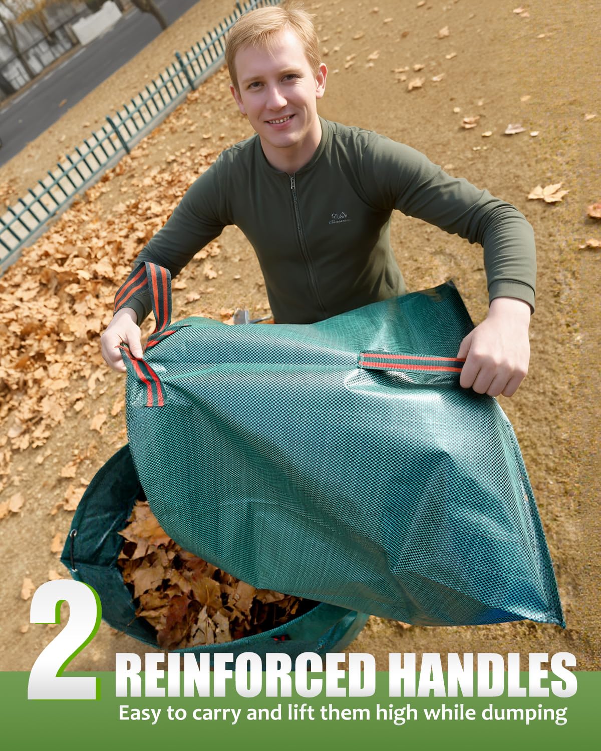 Joyhalo collapsible yard bag stores flat to save space.