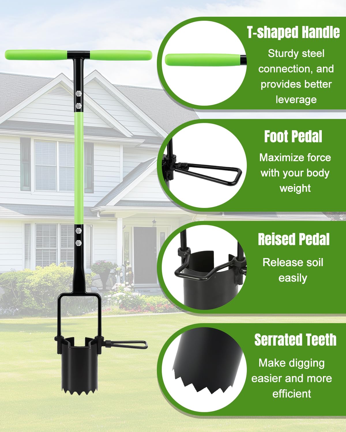 Joyhalo five-in-one garden tool suitable for planting, weeding, and plugging.
