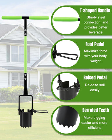 Joyhalo five-in-one garden tool suitable for planting, weeding, and plugging.