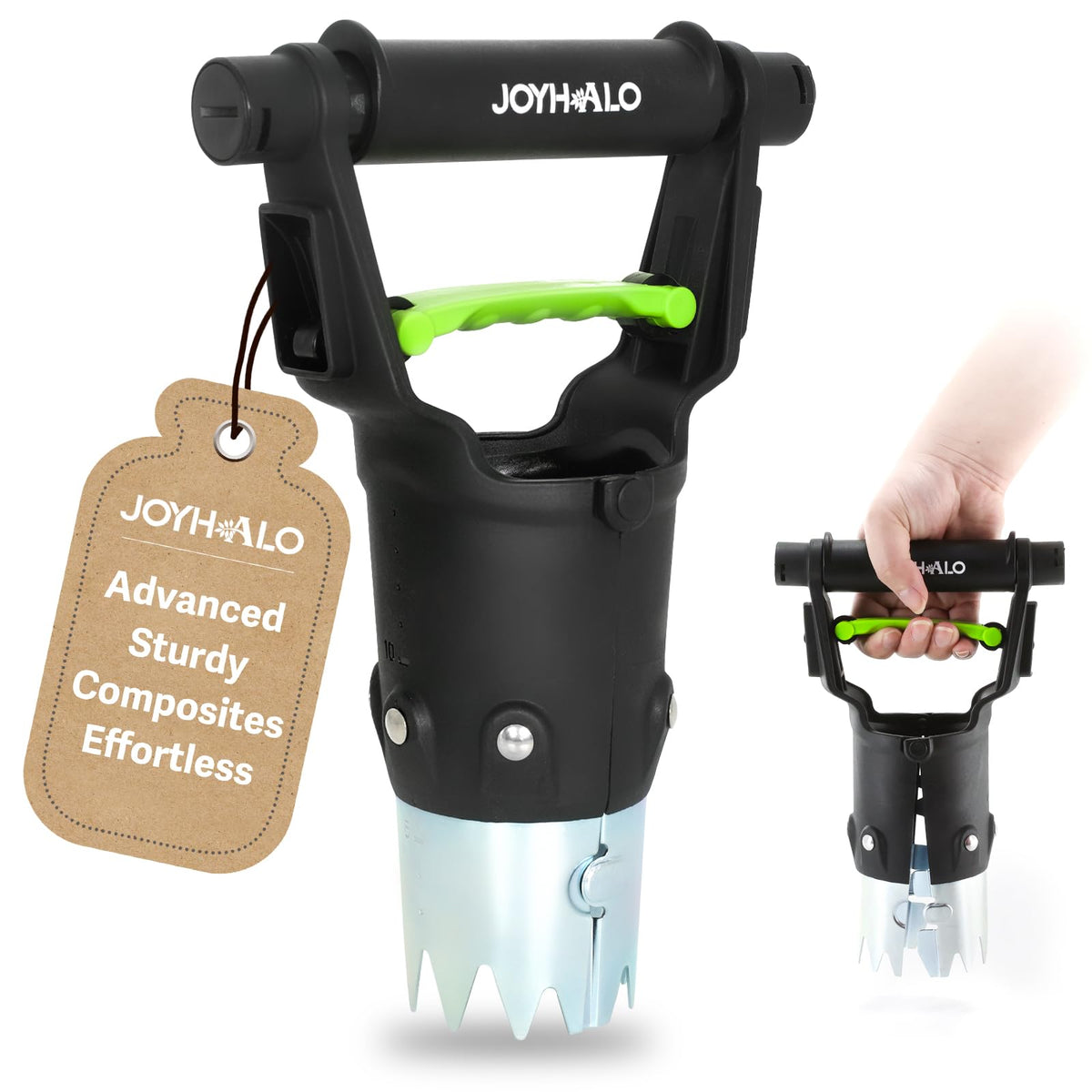 JoyHalo garden bulb planter handle in use, reducing thumb fatigue during longer planting sessions.