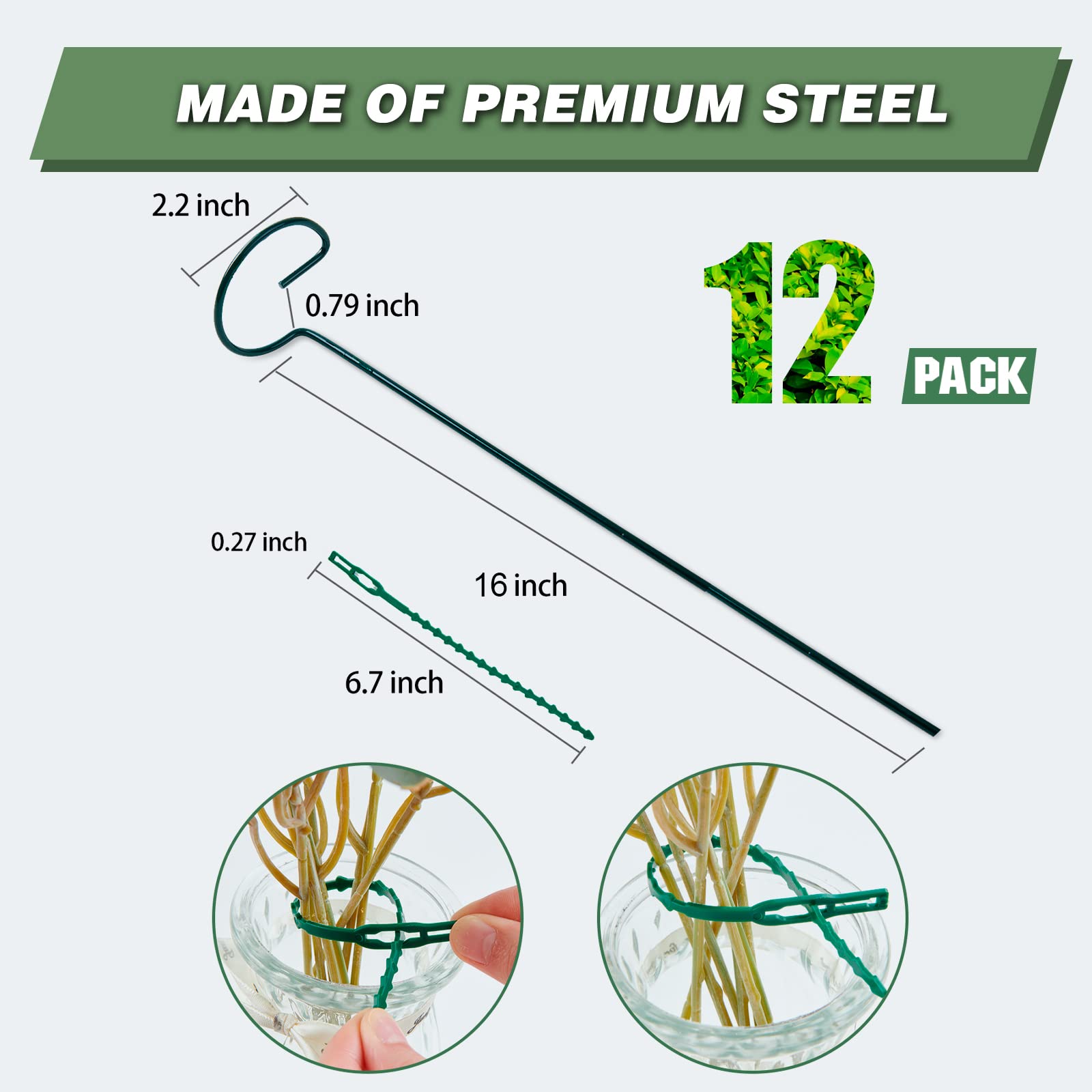 Joyhalo 16-inch metal stakes provide sturdy support for tall blooms.