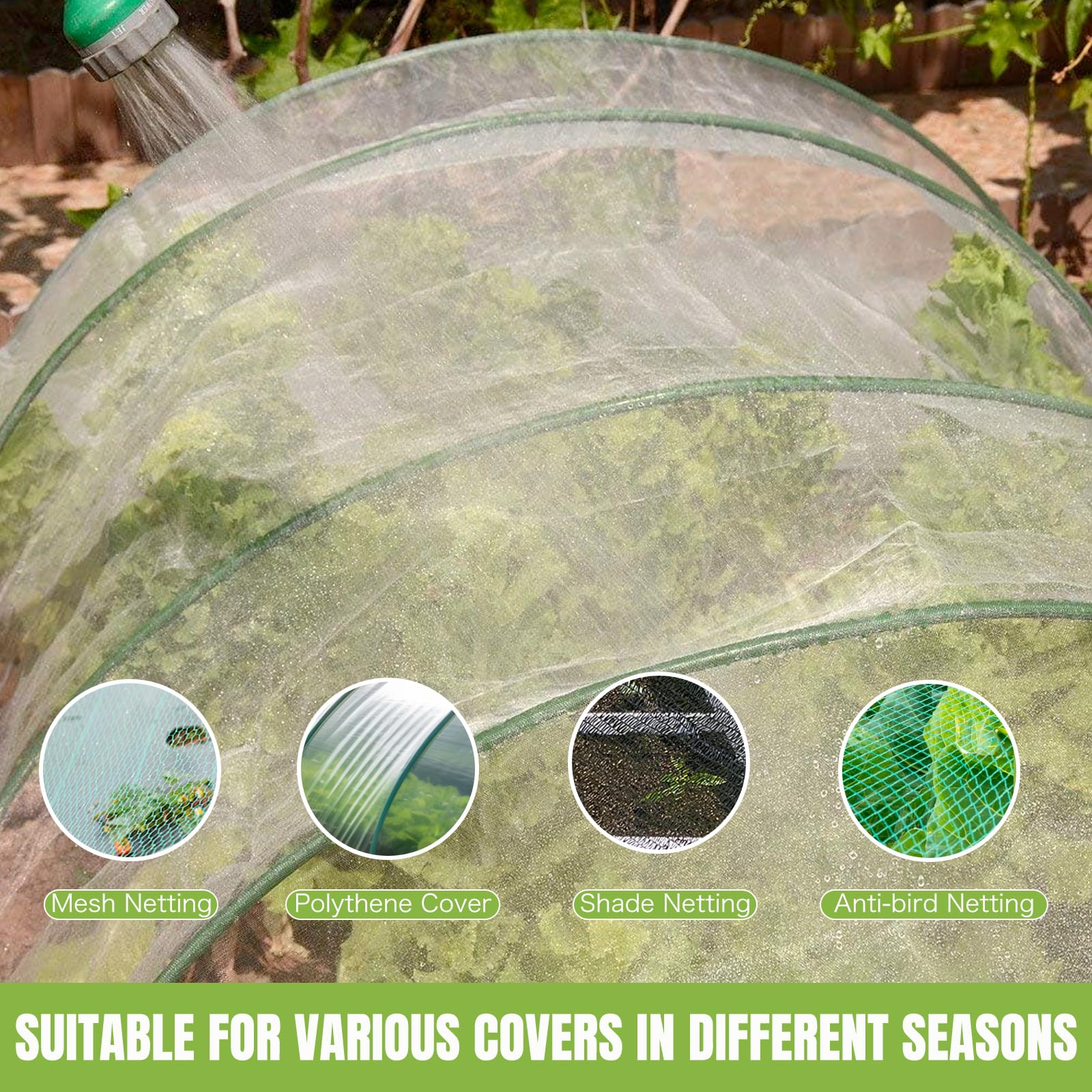 Joyhalo DIY hoop house kit with connectors enables quick tool-free tunnel setup.