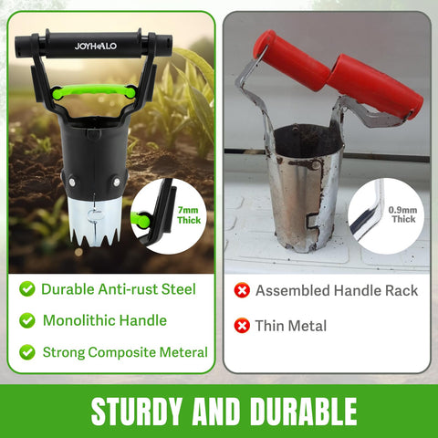 JoyHalo planter features steel bottom with sharp serrations for easy soil penetration.