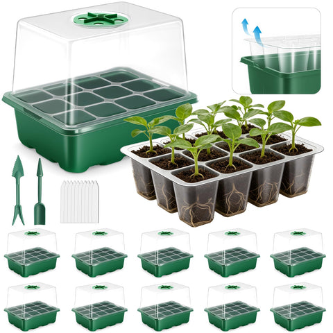 JoyHalo seed starter tray with 120 cells and tall dome for robust seed germination.