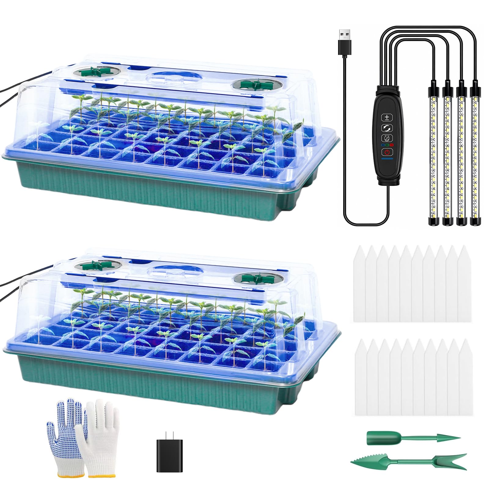 JoyHalo seed starter tray with dome and full-spectrum grow light for even germination