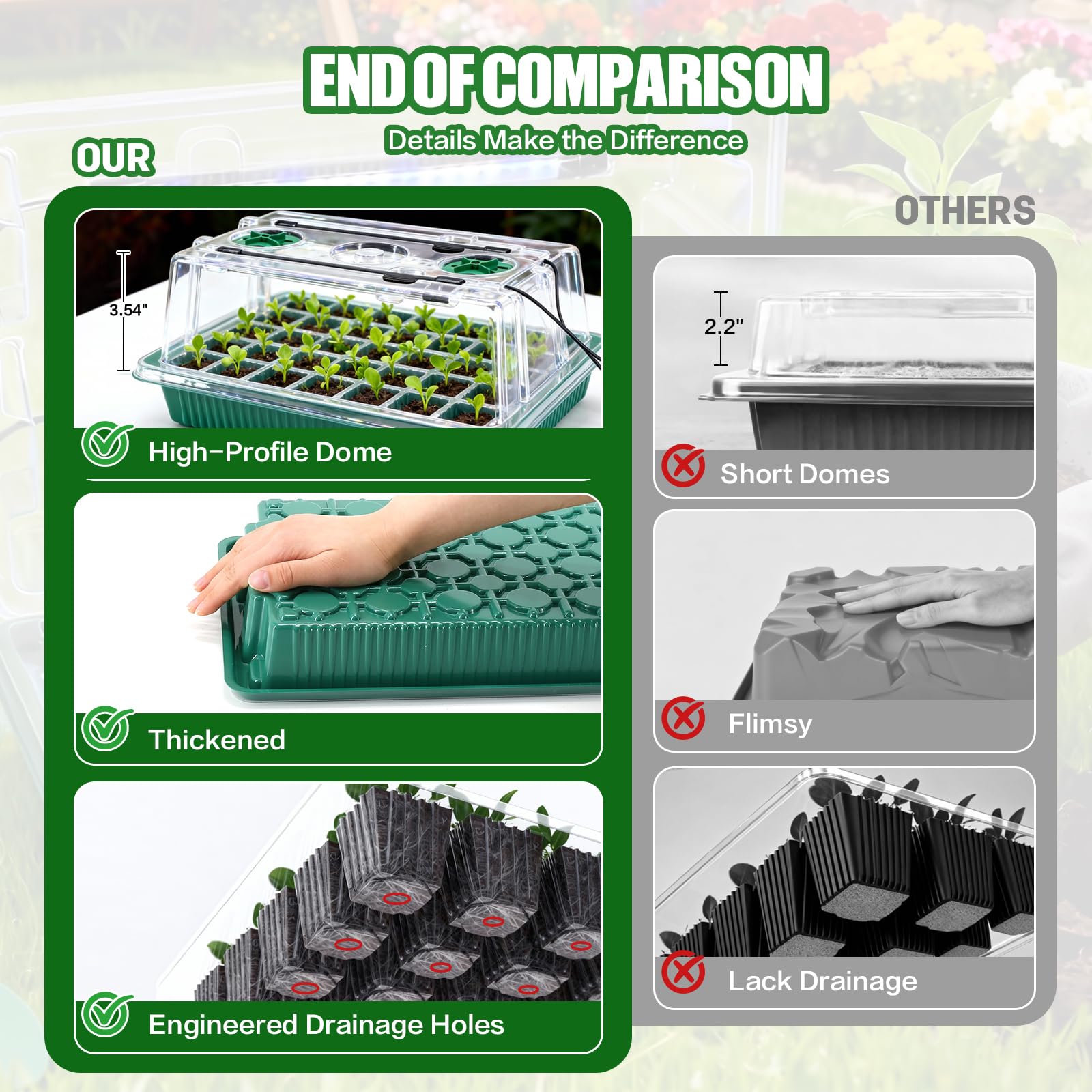 JoyHalo square 1.57 by 2 inch seed cells for diverse seed types