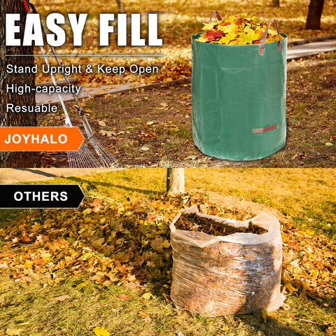 Joyhalo yard waste bags with included gardening gloves for cleanup.