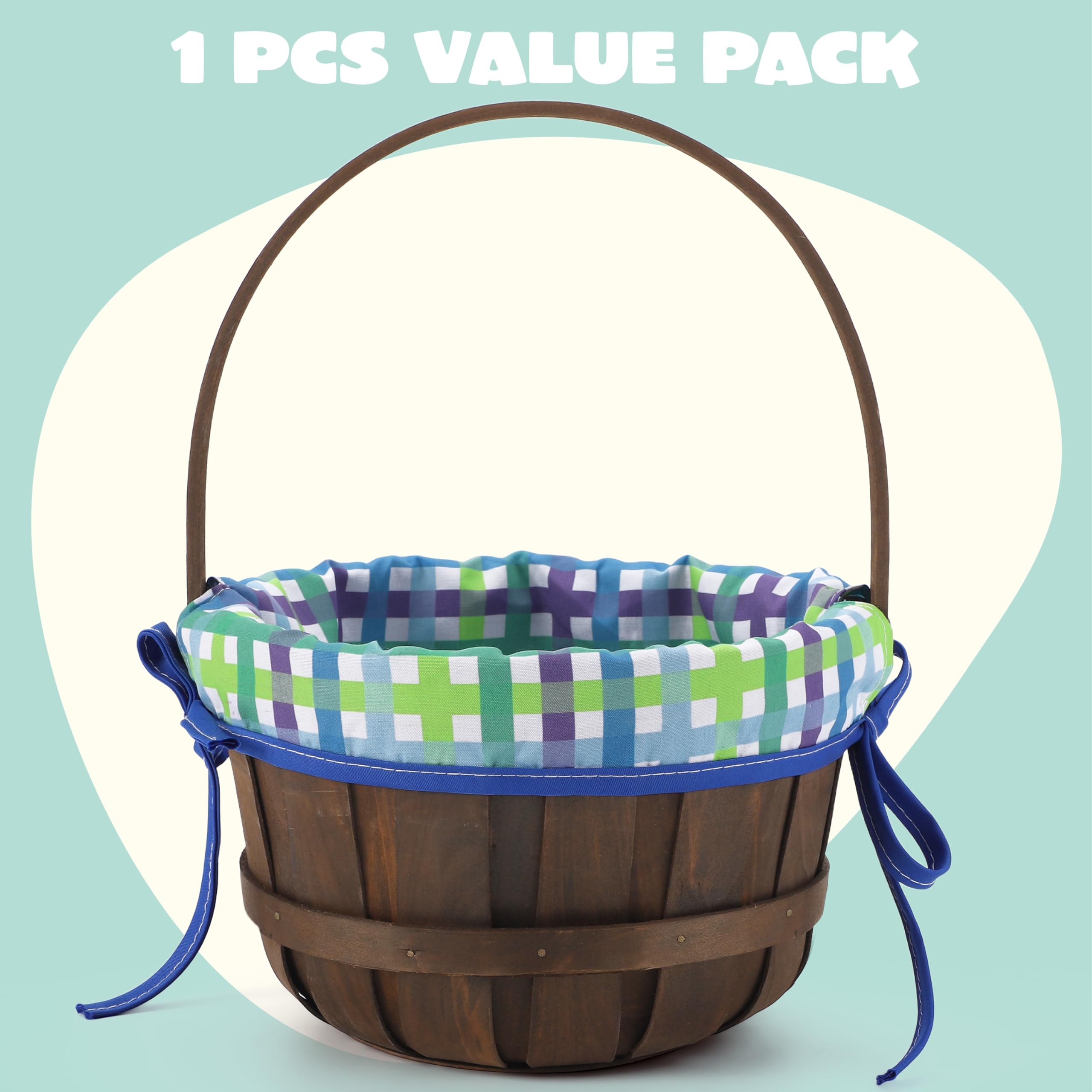 JOYIN brown wooden Easter basket with handle for easy carrying during gatherings