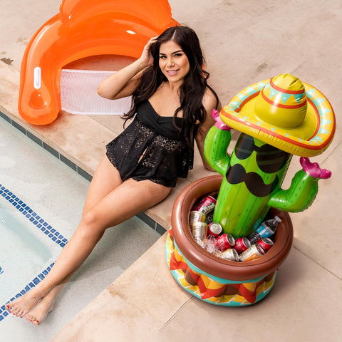 JOYIN cactus cooler in pool setup, perfect for summer entertaining and easy access to drinks.