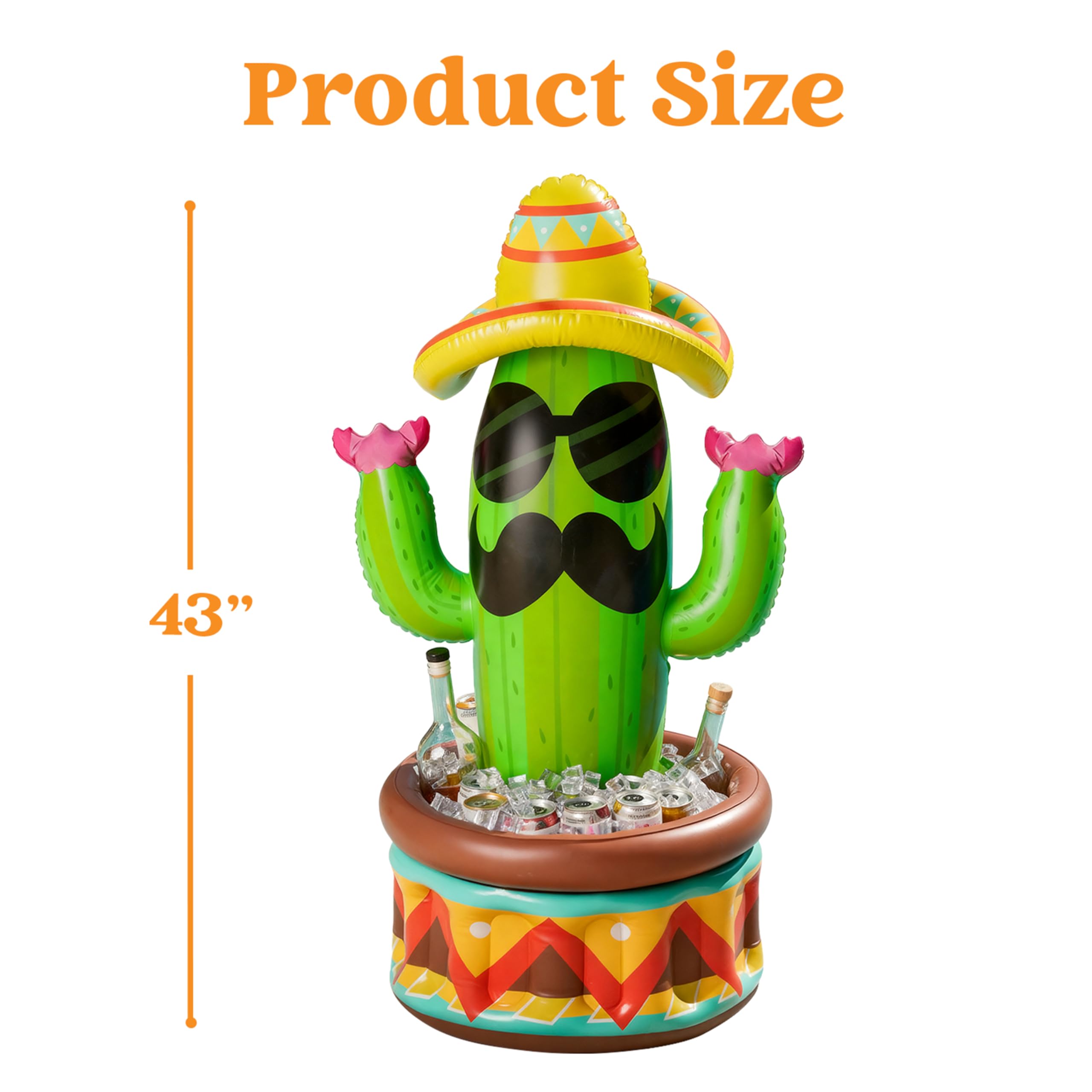 JOYIN cactus cooler with ice and drinks, ideal for backyard fiestas.