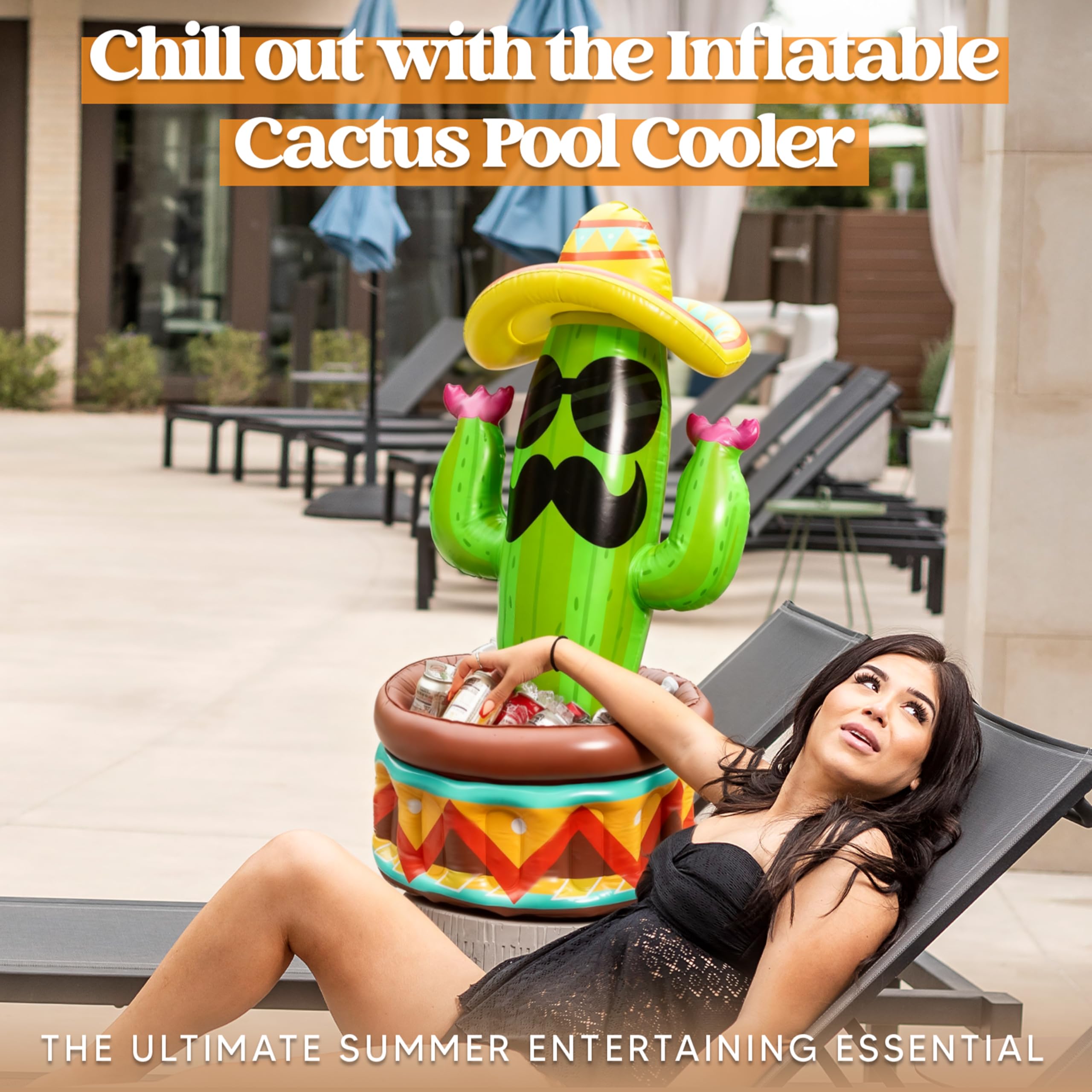 JOYIN cactus cooler inflatable close-up, premium PVC material for lasting outdoor use.