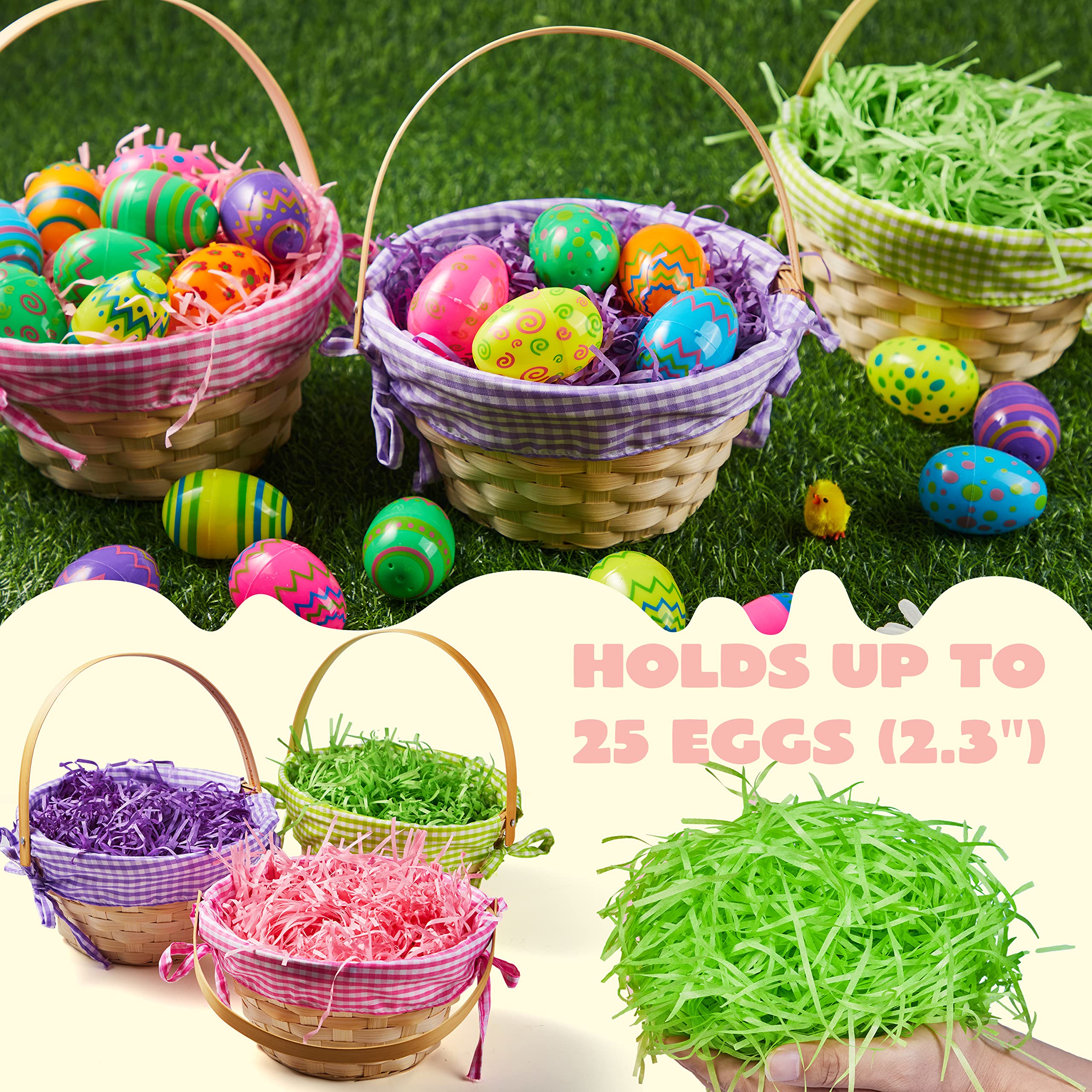 JOYIN child-safe Easter baskets made from durable woven material.