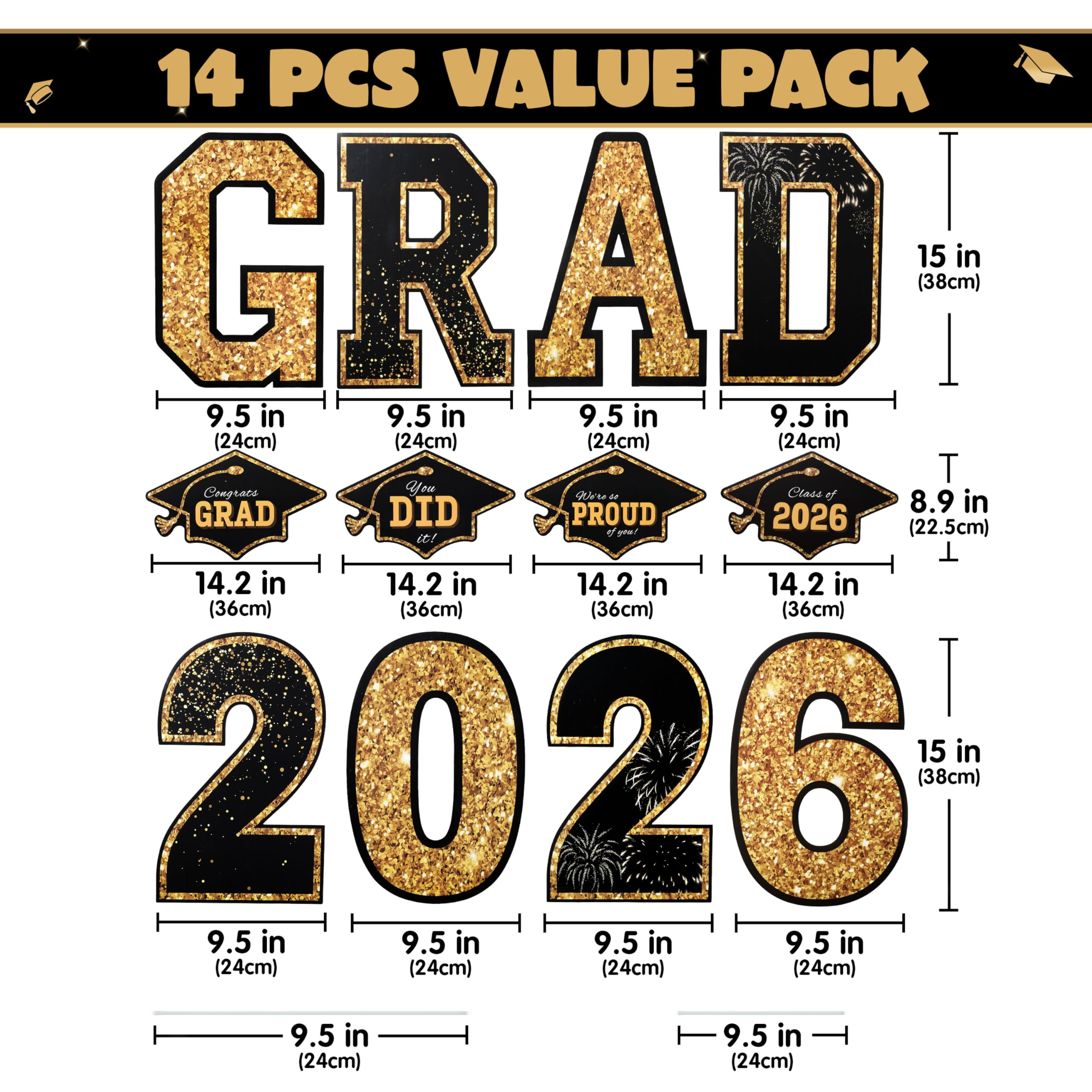 JOYIN class-of-2026 yard sign with graduation caps enhances curb appeal and photo ops.