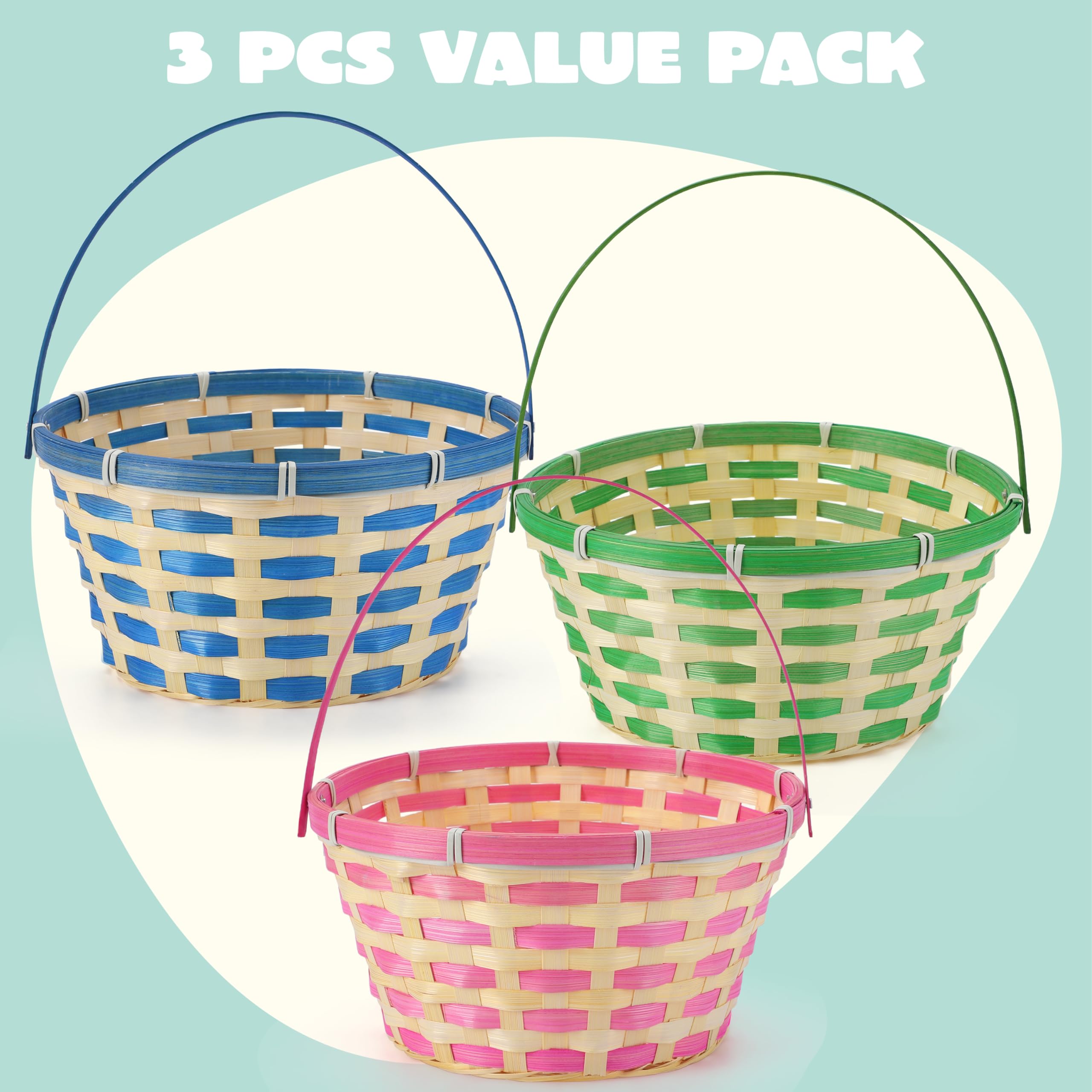 Joyin blue Easter basket with handle, ideal for filling candies and prizes