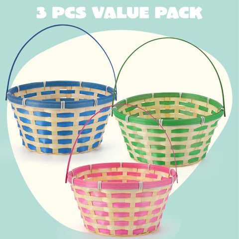 Joyin blue Easter basket with handle, ideal for filling candies and prizes