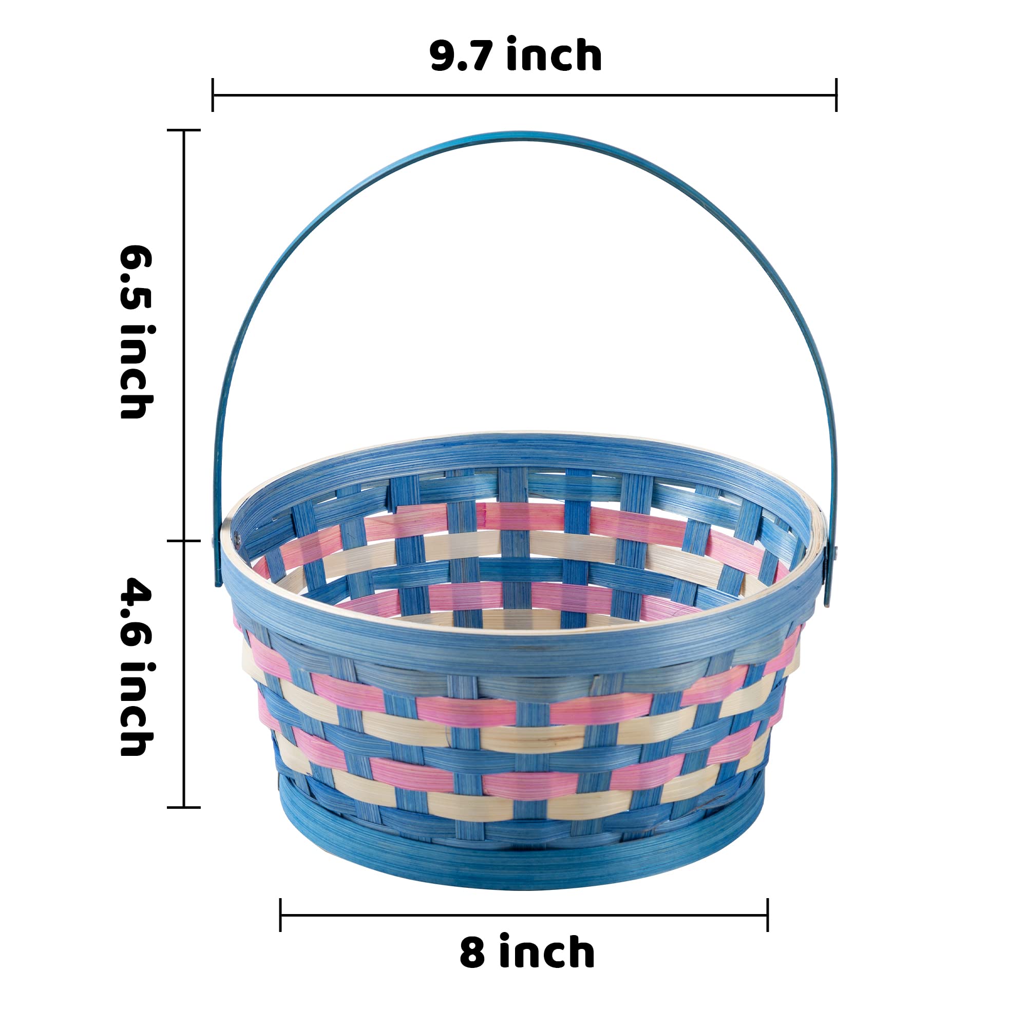 JOYIN Easter egg hunt setup, roomy interior for plastic eggs and small toys.