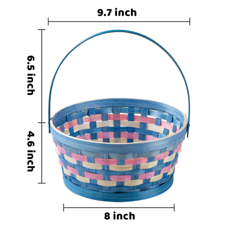 JOYIN Easter egg hunt setup, roomy interior for plastic eggs and small toys.
