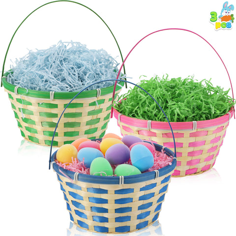 Joyin Easter green basket with a sturdy handle for easy egg hunts