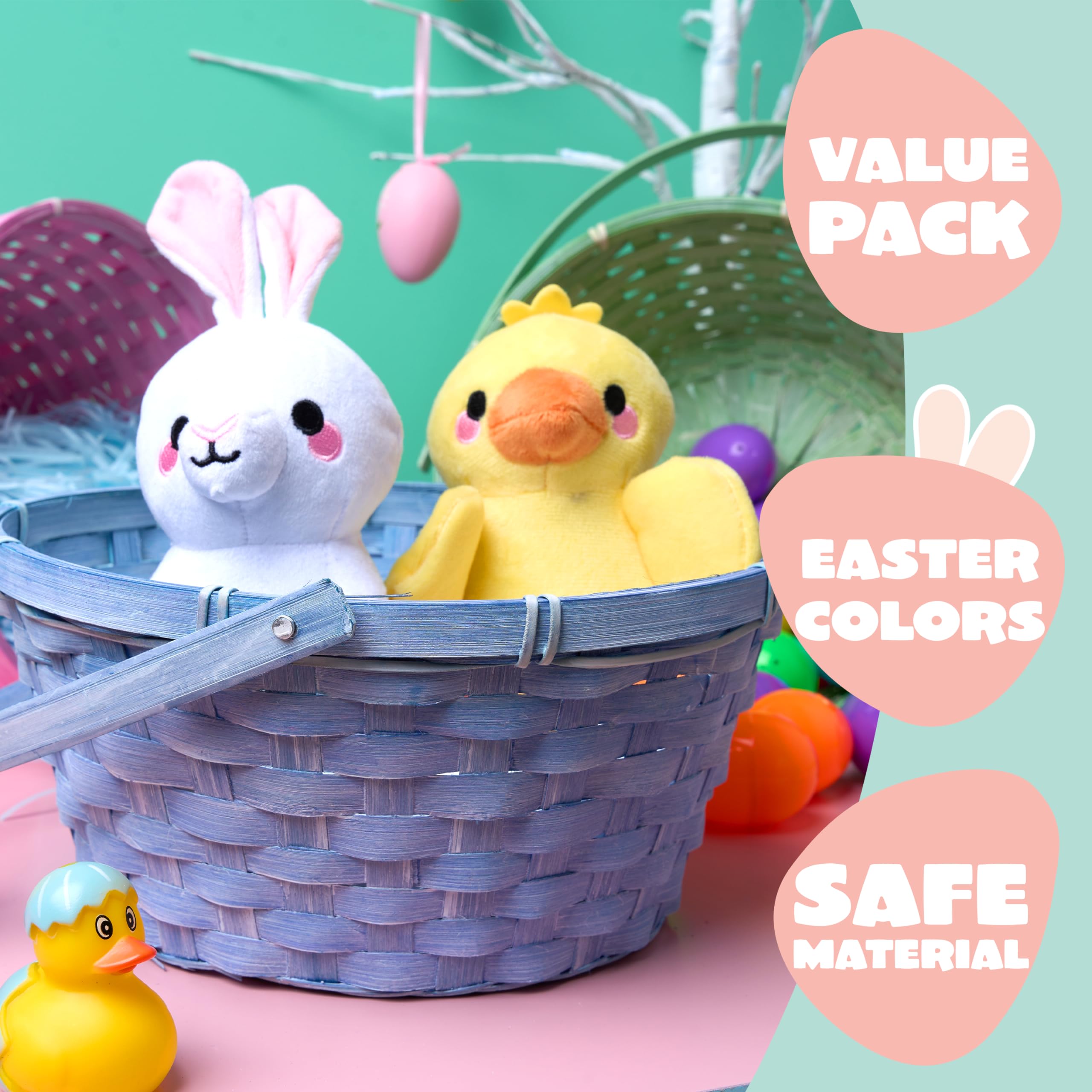 JOYIN green round Easter basket with handle ideal for kids' activities.