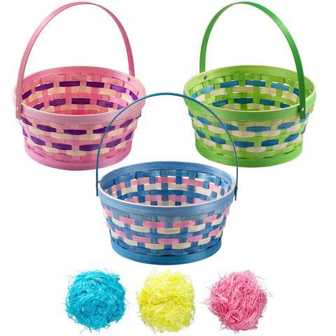 JOYIN Easter baskets with open top, showing woven texture and easy egg collection.