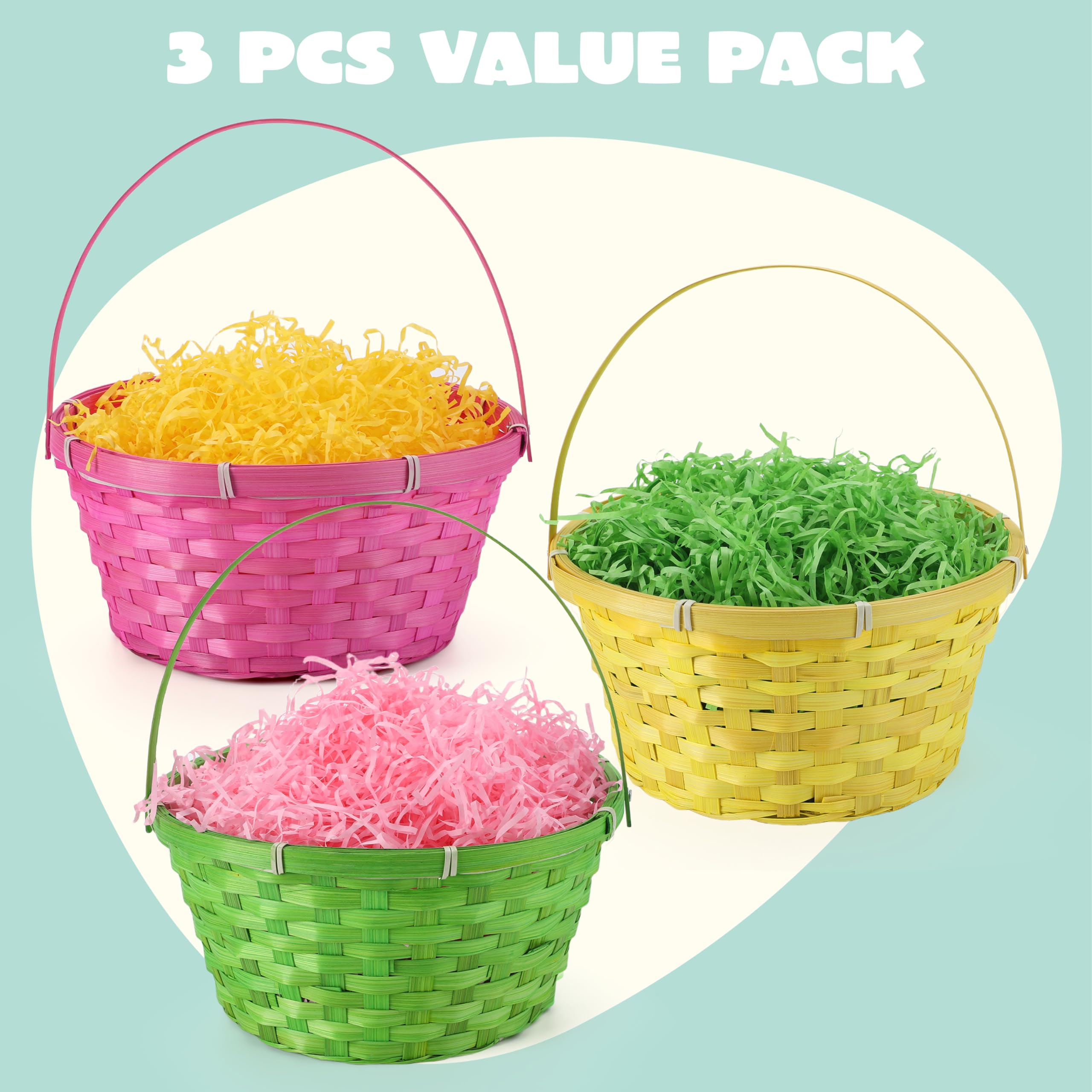 JOYIN Easter grass shreds in yellow, pink, green for colorful filling