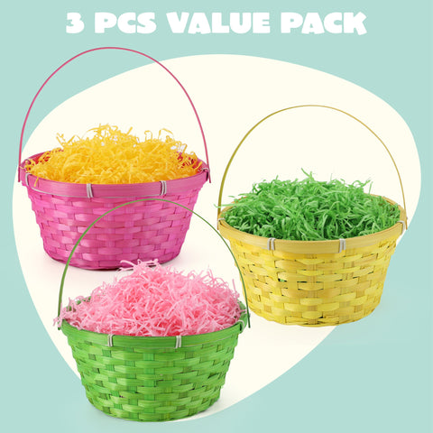 JOYIN Easter grass shreds in yellow, pink, green for colorful filling