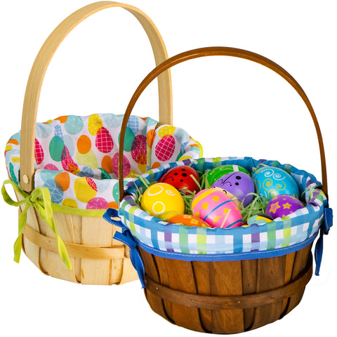 JOYIN Easter woodchip basket with lining, ideal for egg hunts and gifts.