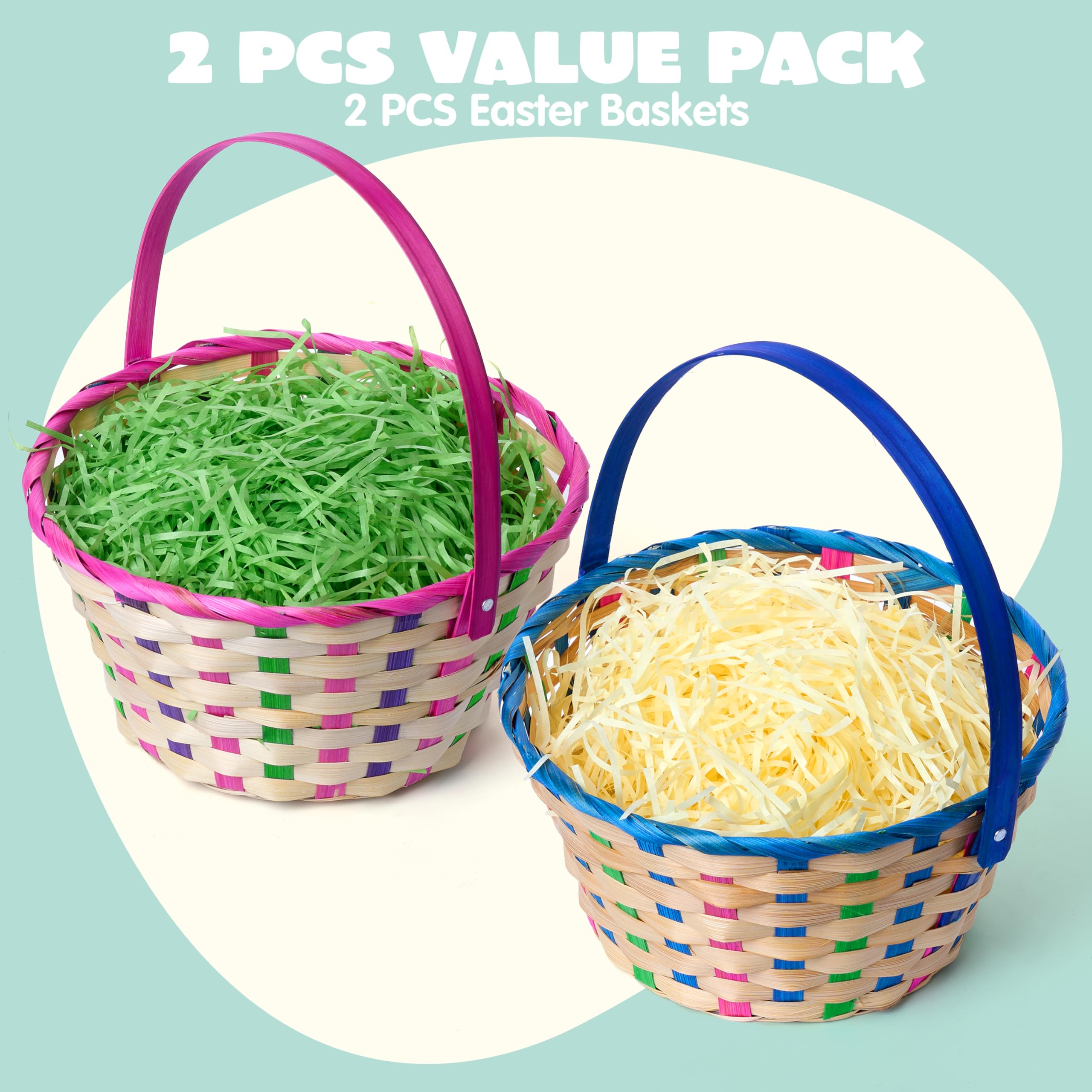JOYIN folding-handle Easter basket facilitates easy carrying for kids